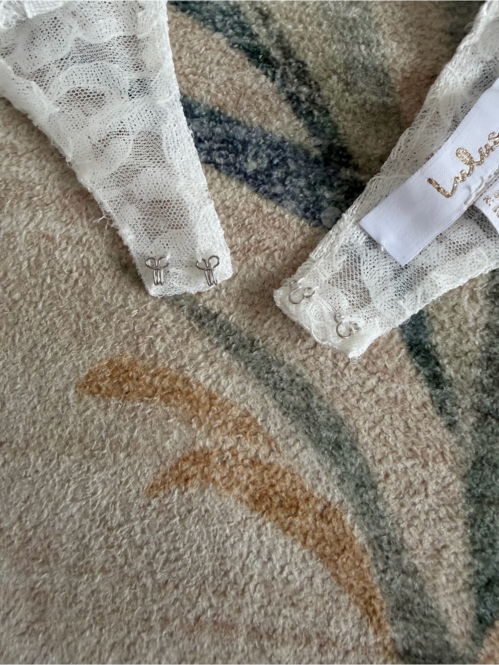 Lulu's Neska White and Beige Lace Maxi Dress and Shrug Set - Picture 6 of 7